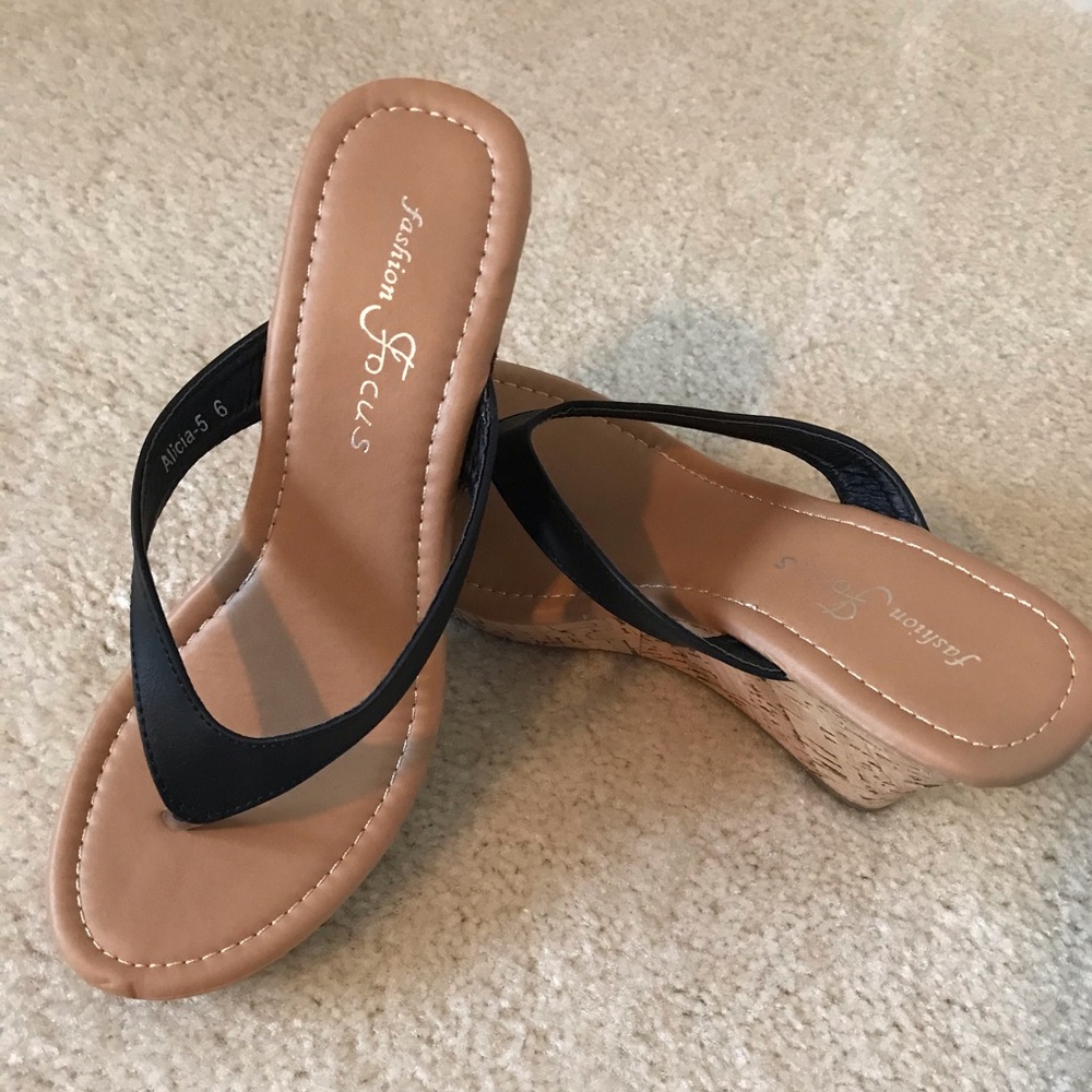 Black wedge sandal
